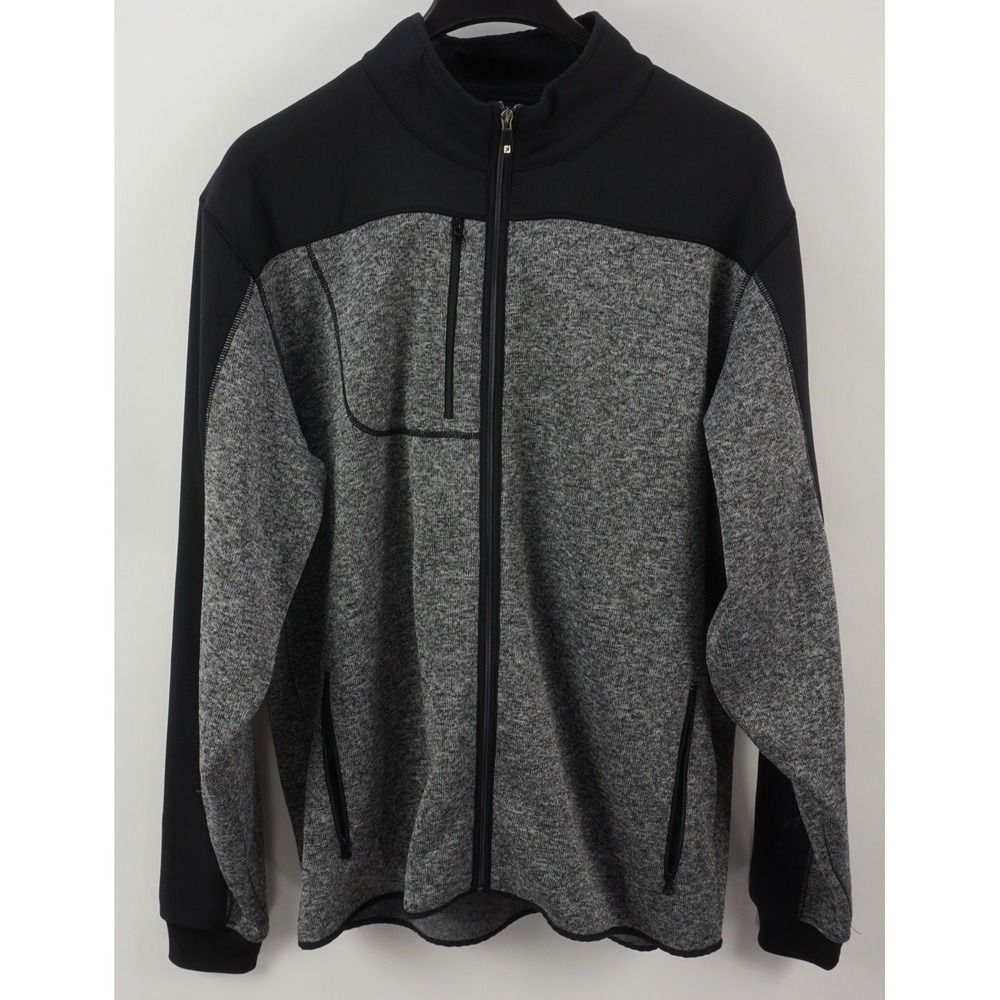 FootJoy Tour Performance Full Zip Fleece Jacket Men's XL Gray Golf Mock Neck Pkt